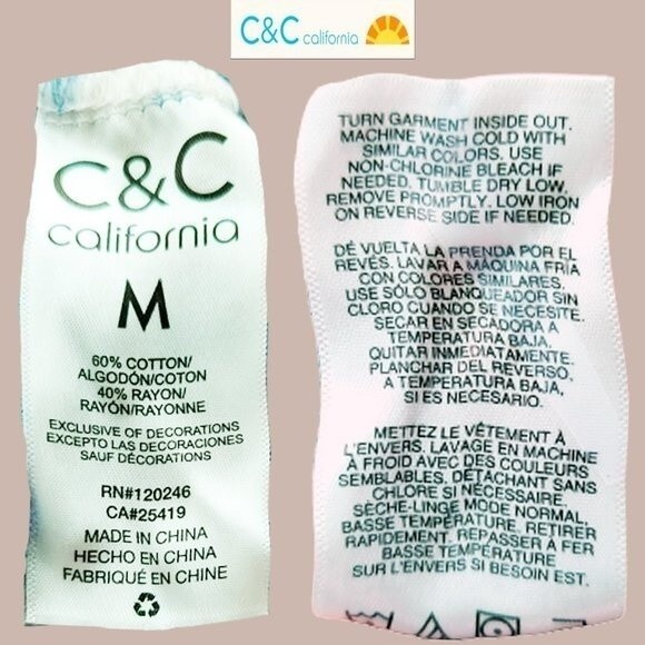 C&C California NEW INDIGO BLUE Dopamine Tie Dye Drawstring Elastic Sweat Short M - Picture 11 of 12